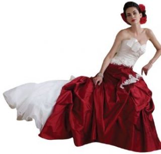 Dapene Woman/Lady Victorian Silk Strapless Bridal Ball Gown Bribal Dress Red at  Womens Clothing store