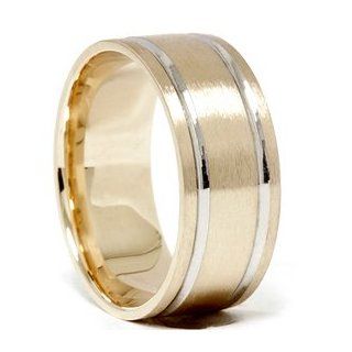 Mens Gold 8mm Two Tone Comfort Fit Wedding Band Ring: Men S Comfort Wedding Bands: Jewelry