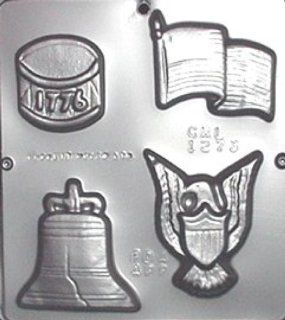American Assortment Flag Eagle Liberty Bell Drum Chocolate Candy Mold: Kitchen & Dining