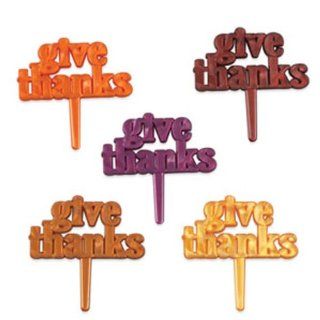 Dress My Cupcake DMC41FAL 947SET Give Thanks Pearlized Pick Decorative Cake Topper, Fall/Autumn, Assorted, Case of 144: Kitchen & Dining