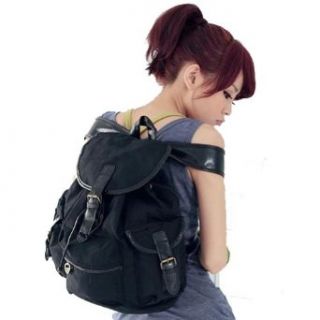 Chinadiscountstore Black Color Korean Style Girl Leisure Canvas Shoulder Bag Backpack: Shoulder Handbags: Clothing