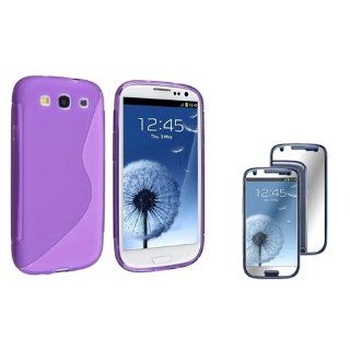 eForCity Clear Purple S Shape TPU Case + Mirror Screen Protector Compatible with Samsung© Galaxy S III: Cell Phones & Accessories