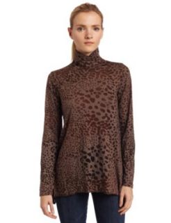 allen allen Women's Animal Burnout Turtleneck Shirt, Coco, Medium at  Womens Clothing store: Fashion T Shirts