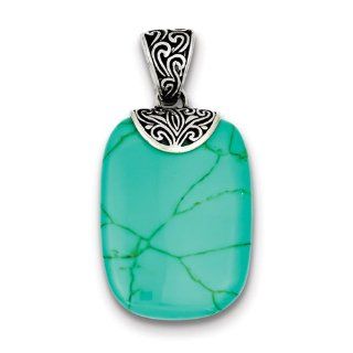 Sterling Silver Antiqued Turquoise Pendant, Best Quality Free Gift Box Satisfaction Guaranteed: Pendant Necklaces: Jewelry