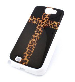 WHITE Snap On Case SAMSUNG GALAXY NOTE 2 II GT N7100 Plastic Cover   CROSS LEOPARD print cheetah jaguar animal cougar lion crucifix Cell Phones & Accessories
