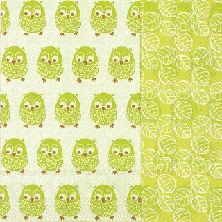 Ideal Home Range 20 Count Boston International 3 Ply Paper Lunch Napkins, Green Little Owls Kitchen & Dining