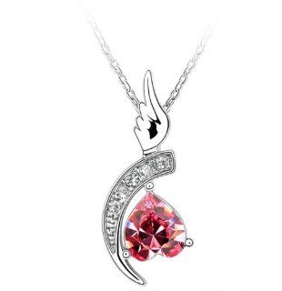 Charm Jewelry Swarovski Crystal Element 18k Gold Plated Rose Pink Monoplane Angel Necklace Z#984 Zg4def0b: Jewelry