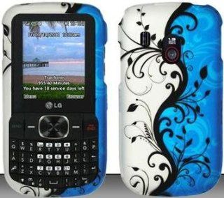 TRENDE   LG 500g TracFone Case Blue Design Vines Design Hard Rubberized Snap on Cover + Free Gift Box (Models LG 500G, LG500G, TFLG500gTMP4P) Cell Phones & Accessories