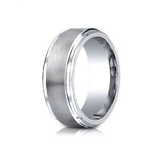 Cobaltchrome 9mm Comfort Fit Satin Finished Stair Step Edge Design Ring Size 6.5: Jewelry
