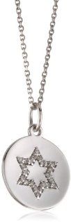 KC Designs "Faithfully Yours" Diamond 14k White Gold Star Of David Disc Pendant Necklace, 16": Jewelry