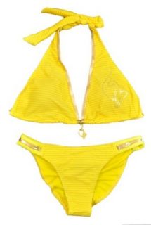 Baby Phat Womens Yellow Stripe Printed 2Pc Halter Bikini Swimsuit (M) at  Womens Clothing store