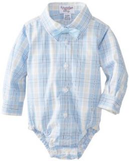 Kitestrings Baby Boys Newborn Baby Boy Cotton Plaid Button Tie Bodysuit: Clothing