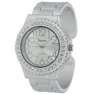 Geneva Platinum Women's Rhinestone Accent Cuff Watch Color Silver Watches