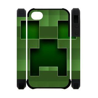 Dual protective Silicone&Polymer Anti slip Diy One piece Case iPhone 4 4G 4S Minecraft Game Awesome Image 970_01: Cell Phones & Accessories
