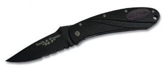 Smith & Wesson SW24 7BS 24 7 Serrated Utility Knife, Black: Home Improvement
