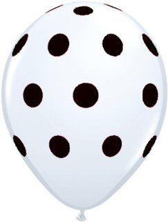 12 White Balloons with Black Polka Dots   Made in USA: Everything Else