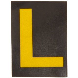 Brady 5890 L Bradylite 1 7/8" Height, 1 3/8 Width, B 997 Engineering Grade Bradylite Reflective Sheeting, Yellow On Black Reflective Letter, Legend "L" (Pack Of 25) Industrial Warning Signs