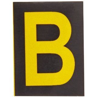 Brady 5890 B Bradylite 1 7/8" Height, 1 3/8 Width, B 997 Engineering Grade Bradylite Reflective Sheeting, Yellow On Black Reflective Letter, Legend "B" (Pack Of 25) Industrial Warning Signs