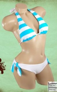 Blue Stripe 2 pc Bikini Halter Bathing Suit Swimsuit JUNIOR SIZE XL at  Womens Clothing store