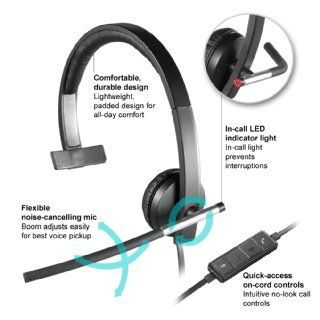 Logitech USB Headset Mono H650e (Business Product), Corded Single Ear Headset: Computers & Accessories