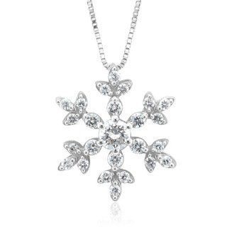 14k White Gold Snowflake Diamond Pendant Necklace (GH, I1 I2, 0.30 carat): Silver Necklace Diamond Snowflake: Jewelry