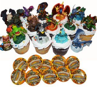 Skylanders Giants B Birthday Party Set   15 Cake / Cupcake Topper / Favors   12 Buttons : Decorative Cake Toppers : Everything Else