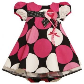 Size 24M BNJ 4381B 2 Piece BLACK PINK WHITE BIG DOT 'Birthday Girl' BALLOON TRAPEZE Special Occasion Birthday Girl Party Dress, B14381 Bonnie Jean BABY/INFANT: Infant And Toddler Dresses: Clothing