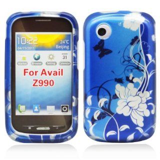 BLUE FLOWER Hard Plastic Protector Case Cover For ZTE AVAIL Z990 (AT&T): Cell Phones & Accessories