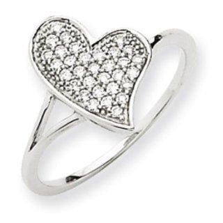 14k White Gold Diamond Heart Shape Ring: Jewelry