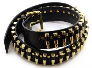 Genuine Leather Belt With Gold Bullets #5 (Large 34 38 inches) Clothing