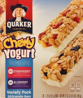 Quaker Chewy Yogurt Variety Pack 30 Granola Bars 37oz (20 Strawberry, 10 Blueberry): Health & Personal Care