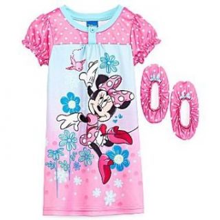 Minnie Mouse Polka Dot Toddler Girls Nightgown with Matching Slippers Size 4t: Infant And Toddler Nightgowns: Clothing