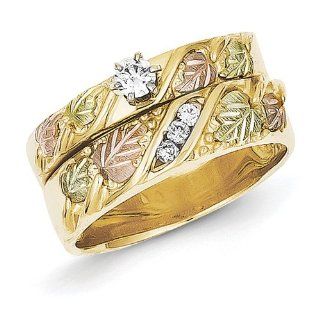 10k Tri color Black Hills Gold .16ct Diamond Bridal Set Rings. Carat Wt  0.16ct: Wedding Bands: Jewelry