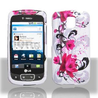 Premium   LG P509/Optimus T Red Flower on White Cover   Faceplate   Case   Snap On   Perfect Fit Guaranteed Cell Phones & Accessories
