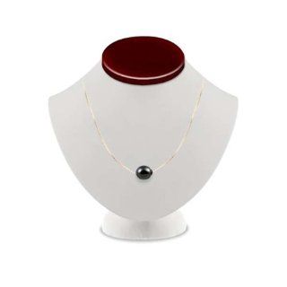 Floating Tahitian Cultured Pearl Necklace on 14K Yellow Gold Chain   10mm AAA: Jewelry
