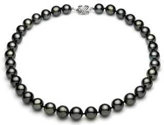 PremiumPearl 9 10mm AAA Quality Black Tahitian Pearl Necklace White Gold, 17" Length: Jewelry Products: Jewelry