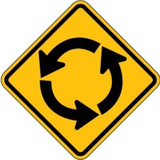 Tapco W2 6 High Intensity Prismatic Rectangular Railroad Sign, Legend "Roundabout (Symbol)", 30" Width x 30" Height, Aluminum, Black on Yellow: Industrial Warning Signs: Industrial & Scientific