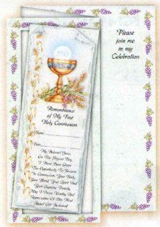100 Tri Fold First Communion Invitations in Spanish (Made in Italy) with Removable Bookmark and Envelopes : Party Invitations : Office Products