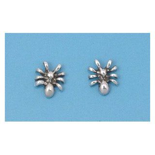 Sterling Silver Spider Insect Stud Earrings: Jewelry