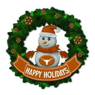 15" NCAA Texas Longhorns Lighted Snowman Artificial Christmas Wreath  
