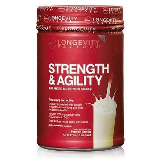 GNC Longevity Factors Strength & Agility, Balanced Nutrition Shake, French Vanilla, 27 oz: Health & Personal Care