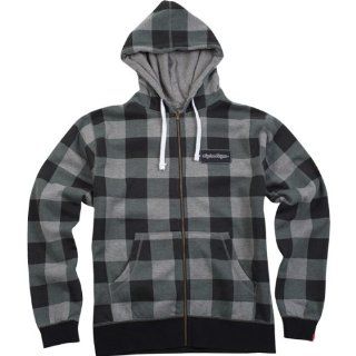 Troy Lee Designs Lumberjack Fleece Men's Hoody Zip Racewear Sweatshirt/Sweater   Gray Plaid / Large: Automotive