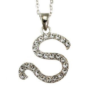 Initial Letter S Pendant Necklace Charm Ladies Teen Girls Women Fashion Jewelry Charm: Jewelry