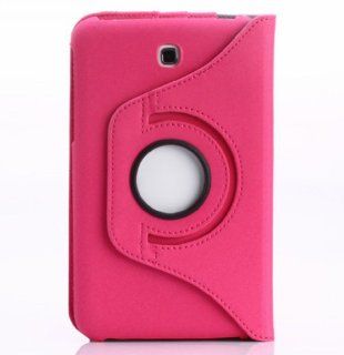 Richton 360degree rotating leather stand Case swivel Protective Cover with stylus pen holder and card slot for Samsung Galaxy Tab 3 7.0 P3200 7inch Android Tablet Hot pink: Computers & Accessories
