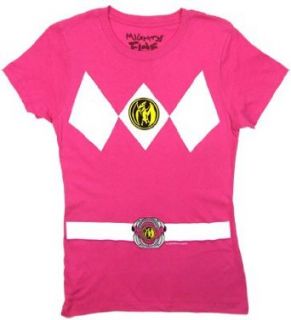 Pink Ranger Costume   Mighty Morphin Power Rangers Sheer Women's T shirt: Clothing