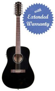 Fender CD 160SE 12 String Dreadnought Acoustic Electric Guitar with Gear Guardian Extended Warranty   Black: Musical Instruments