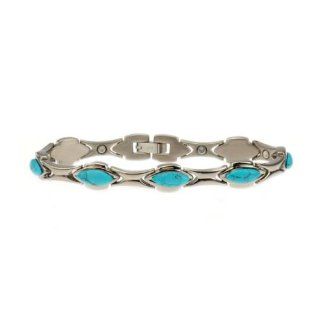 9mm Titanium Magnetic Therapy High Power Gauss Created Turquoise Bracelet 8 Inches: Jewelry