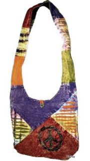 Agan Traders Patch Cotton Peace Symbol Yoga Hippie Tie Dye Bohemian Gypsy Shoulder Bag: Clothing