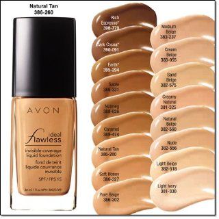 Avon Ideal Flawless Invisible Coverage Liquid Foundation SPF 15, 30 ml/ 1 fl oz. (Sand Beige)  Foundation Makeup  Beauty