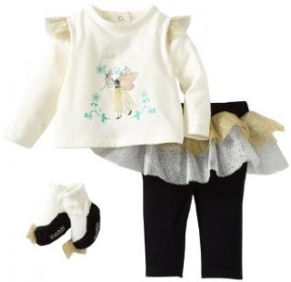 Vitamins Baby Girls Infant Make A Wish 3 Piece Skegging Set, White, 12 Months: Clothing
